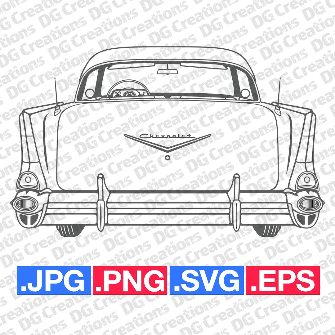 Bel Air 1957 Rear Classic Car SVG Clip Art Graphic Art Instant Download ...