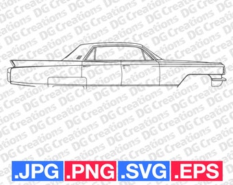 Cadillac Deville 1963 Car SVG Clip Art Graphic Art Instant Download Illustration Vector svg eps png jpg Stencil Automotive File