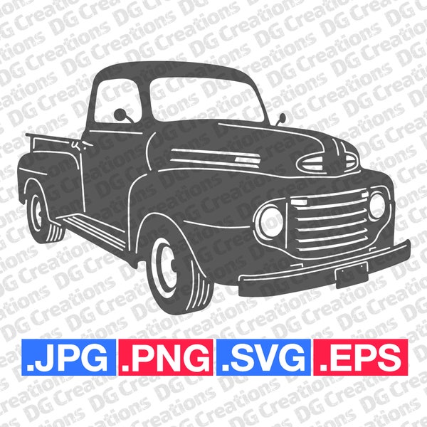 Ford Truck 1949 Pick UP Silhouette Car SVG Clip Art Graphic Art Instant Download Illustration Car Vector svg eps png jpg Stencil Automotive