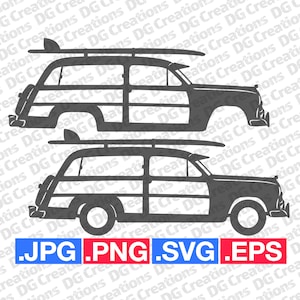 Ford Woody 1949 Wagon Silhouette Car SVG Clip Art Graphic Art Instant Download Illustration Car Vector svg eps png jpg Stencil Automotive
