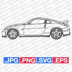 Nissan 350Z Nismo Side Sportscar Car SVG Clip Art Graphic Art Instant Download Illustration Car Vector svg eps png Stencil Automotive