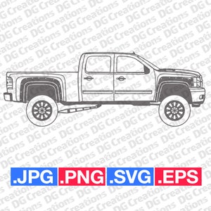 Chevrolet 2500HD Pick Up Truck 2011 Car SVG Clip Art Graphic Art Instant Download Illustration Vector svg eps png jpg Stencil Automotive