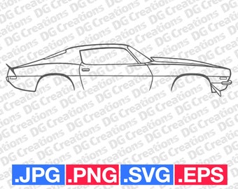 Chevrolet Camaro 1970 Streetcar Car SVG Clip Art Graphic Art Instant Download Illustration Vector svg eps png jpg Stencil Automotive