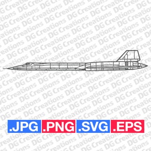 SR-71 Blackbird Spy Jet War Plane Modern Airplane Side SVG Clip Art Graphic Art Instant Download Illustration Vector svg eps png jpg Stencil