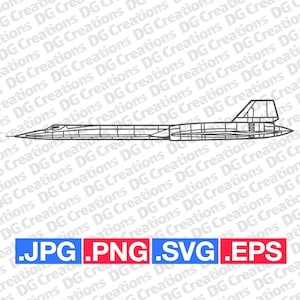 SR-71 Blackbird Spy Jet War Plane Modern Airplane Side SVG Clip Art Graphic Art Instant Download Illustration Vector svg eps png jpg Stencil