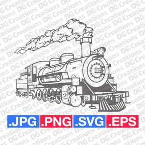 K-36 Locomotora Vintage Tren de vapor Silueta SVG Clip Art Arte gráfico Descarga instantánea Ilustración Vector svg eps png jpg Archivo de plantilla