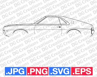 AMC AMX 1968 American Motors Car SVG Clip Art Graphic Art Instant Download Car Illustration Vector svg eps png jpg Stencil Automotive File