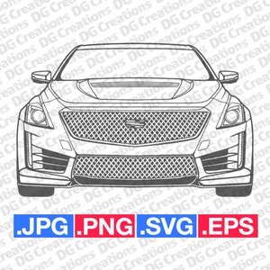Cadillac CTS-V 2017 Front Car SVG Clip Art Graphic Art Instant Download Illustration Vector svg eps png jpg Stencil Automotive File image 3