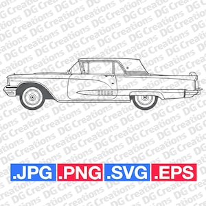 Ford Thunderbird T-Bird 1958 Full Car SVG Clip Art Graphic Art Instant Download Illustration Car Vector svg eps png Stencil Automotive File