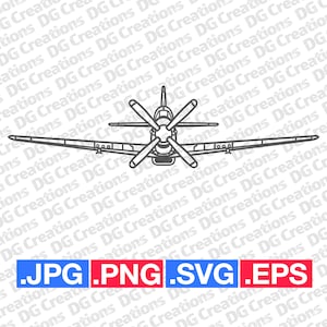 P-51 Mustang Vintage War Plane Airplane WW2 Era Front SVG Clip Art Graphic Art Instant Download Illustration Vector svg eps png jpg Stencil