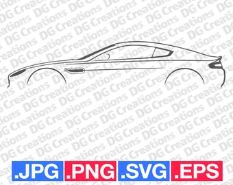 Aston Martin V8 Vantage Sportscar Car SVG Clip Art Graphic Art Instant Download Car Illustration Vector svg eps png jpg Stencil Automotive