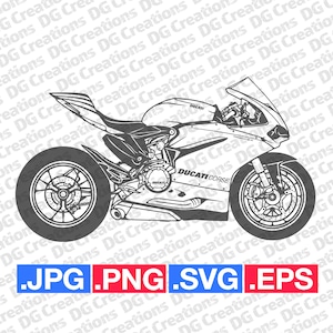 Ducati Panigale R Street Bike motorfiets SVG Clip Art grafische kunst Instant Download illustratie fiets Vector SVG EPS PNG stencil motorfiets