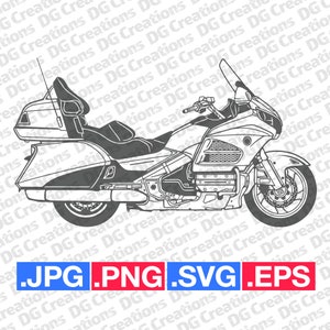 Moderne toermotorfiets SVG Clip Art grafische kunst Instant Download illustratie fiets Vector SVG EPS PNG stencil motorfiets