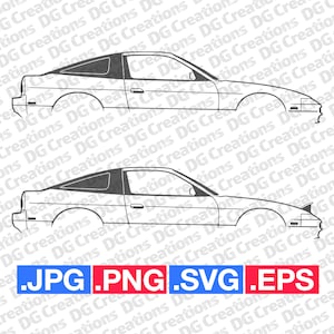 Nissan 240SX 1993 pop ups Sportscar Car SVG Clip Art Graphic Art Instant Download Illustration Car Vector svg eps png jpg Stencil Automotive