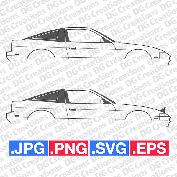 Nissan 240SX 1993 pop ups Sportscar Car SVG Clip Art Graphic Art Instant Download Illustration Car Vector svg eps png jpg Stencil Automotive