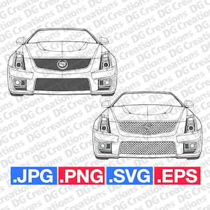Cadillac CTS-V 2014 Front Car SVG Clip Art Graphic Art Instant Download Illustration Vector svg eps png jpg Stencil Automotive File