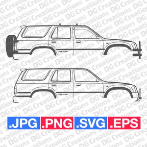 Toyota Hilux Surf 1993 SUV Car SVG Clip Art Graphic Art Instant Download Illustration Car Vector svg eps png jpg Stencil Automotive File