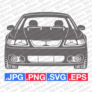 Ford Mustang SVT Cobra 2004 voorste auto SVG clip art grafische kunst Instant Download illustratie auto vector SVG EPS png jpg stencil Automotive