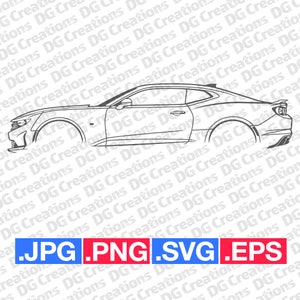 シボレー カマロ 2023 車 SVG クリップ アート グラフィック アート インスタント ダウンロード イラスト ベクター svg eps png jpg ステンシル 自動車 ファイル