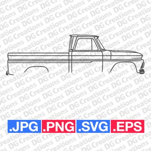 Chevrolet C10 Pick Up Truck 1965 Thick Car SVG Clip Art Graphic Art Instant Download Illustration Vector svg eps png jpg Stencil Automotive