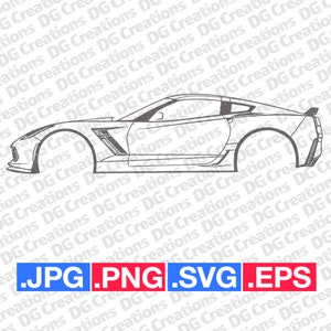 Corvette Grand Sport C7 Sportwagen Auto SVG Clip Art Grafik Kunst Sofortiger Download Illustration Vektor eps png Schablone Automotiv