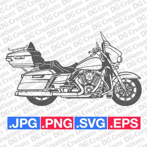 Harley Ultra Limited 2016 Touring Motorcycle SVG Clip Art Art graphique Téléchargement instantané Illustration vélo Vector svg eps png jpg Pochoir