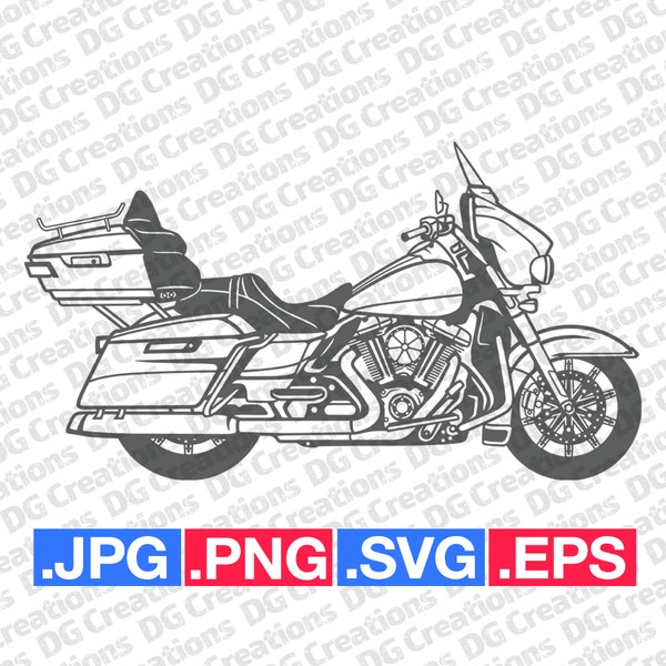 Harley Ultra Limited 2016 Touring Motorcycle SVG Clip Art Graphic Art Instant Download Illustration Bike Vector svg eps png jpg Stencil