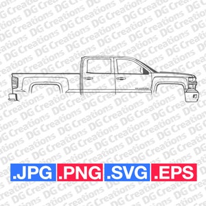 Chevrolet Silverado Pick Up Truck 2014 Car SVG Clip Art Graphic Art Instant Download Illustration Vector svg eps png jpg Stencil Automotive