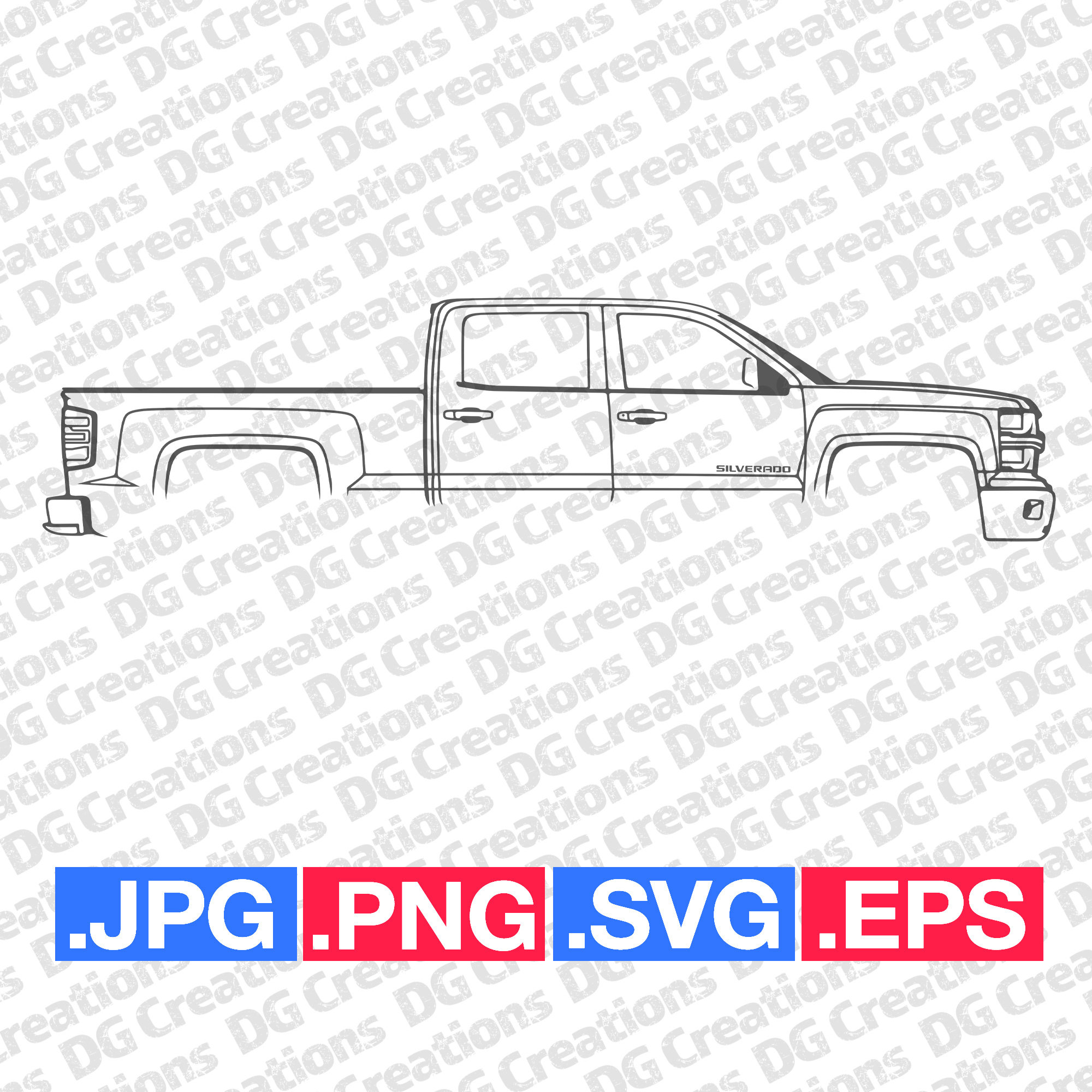 Chevrolet Silverado Pick Up Truck 2014 Coche SVG Clip Art Arte Gráfico  Descarga Instantánea Ilustración Vector svg eps png jpg Plantilla  Automotriz - Etsy México, image size:2000x2000