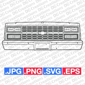 Chevrolet C10 pick-up truck 1984 neus auto SVG clip art grafische kunst Instant download illustratie vector SVG EPS png jpg stencil Automotive