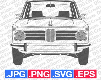 BMW 2002 Front Car SVG Clip Art Graphic Art Instant Download Illustration Vector svg eps png jpg Stencil Automotive File