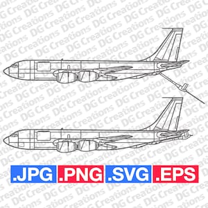 KC-135 Stratotanker Plane Modern Military Airplane Front SVG Clip Art Graphic Art Instant Download Illustration Vector svg eps png Stencil