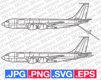 KC-135 Stratotanker Plane Modern Military Airplane Front SVG Clip Art Graphic Art Instant Download Illustration Vector svg eps png Stencil