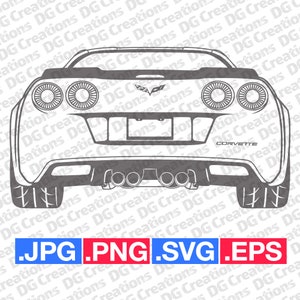Chevrolet Corvette C6 ZR-1 Voiture de sport SVG Clip Art Art graphique Téléchargement instantané Illustration Vector svg eps png Pochoir fichier automobile