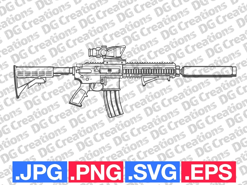 AR-15 Suppressed M4 Combat Rifle Gun SVG Clip Art Graphic Art - Etsy