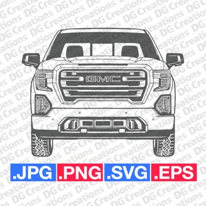 GMC Sierra Pick Up Truck 2022 Front Car SVG Clip Art Graphic Art Instant Download Illustration Vector svg eps png jpg Stencil Automotive