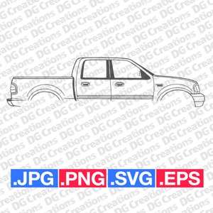 Ford F150 Pick Up Truck 2002 4 Door Car SVG Clip Art Graphic Art Instant Download Illustration Vector svg eps png Stencil Automotive File