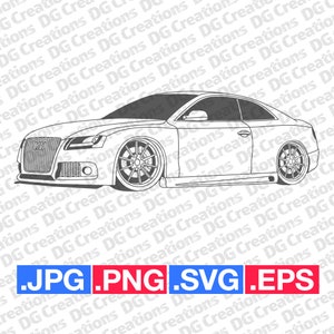Audi S5 Car SVG Clip Art Graphic Art Instant Download Car Illustration Vector svg eps png jpg Stencil Automotive File