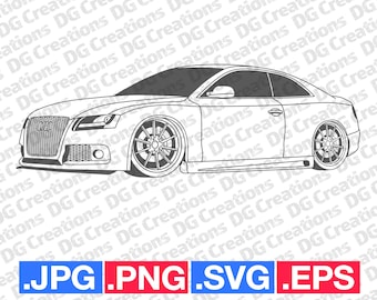 Audi S5 Car SVG Clip Art Graphic Art Instant Download Car Illustration Vector svg eps png jpg Stencil Automotive File