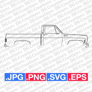 Chevrolet C10 Pick Up Truck 1975 Car SVG Clip Art Graphic Art Instant Download Illustration Vector svg eps png Stencil Automotive
