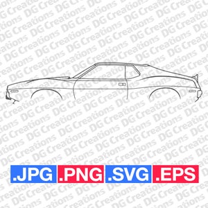 AMC Javlin 1972 Car SVG Clip Art Graphic Art Instant Download Car Illustration Vector svg eps png jpg Stencil Automotive File