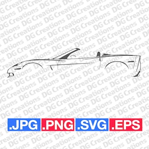 Chevrolet Corvette cabriolet C6 voiture de sport voiture SVG Clip Art graphique art téléchargement immédiat Illustration vecteur svg eps png pochoir automobile