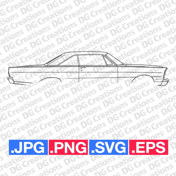 Ford Galaxie 500 1965 Hardtop Car SVG Clip Art Graphic Art Instant Download Illustration Vector svg eps png jpg Stencil Automotive File