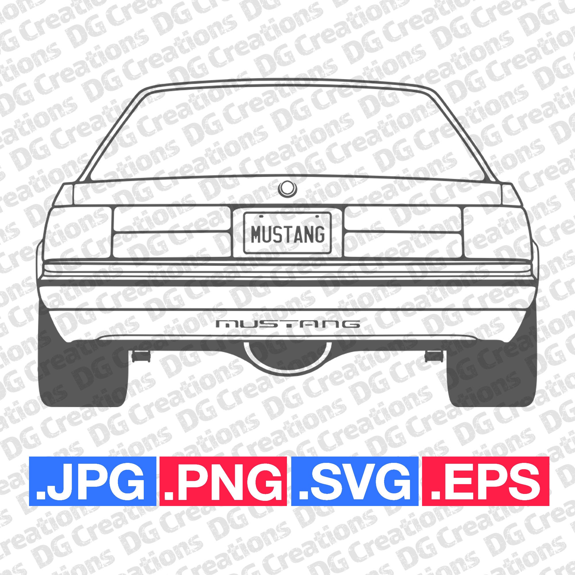 Ford Mustang Coupe 5.0 Foxbody Rear End Car SVG Clip Art Graphic Art ...
