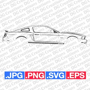 Clip Art de coche Ford Mustang GT/CS Cal Special 2014 S197 Arte gráfico Descarga instantánea Ilustración Coche Vector svg eps png Plantilla Automotriz