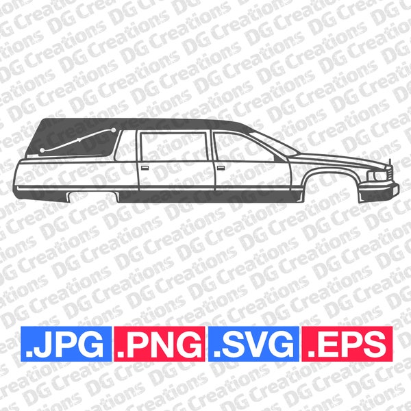 Cadillac Hearse Car SVG Clip Art Graphic Art Instant Download Illustration Car Vector svg eps png jpg Stencil Automotive File