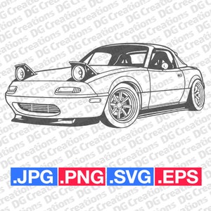 Mazda MX-5 Miata aangepaste volledige auto SVG clip art grafische kunst Instant Download illustratie auto vector SVG EPS png jpg stencil Automotive bestand