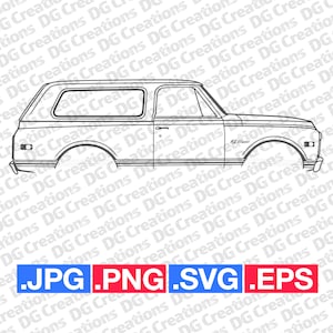 Chevrolet K5 Blazer 1970 Car SVG Clip Art Graphic Art Instant Download Illustration Vector svg eps png jpg Stencil Automotive File