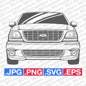 Ford F150 Lightning 2000 Front Pick Up Truck SVG Clip Art Graphic Art Instant Download Illustration Car Vector svg epspng Stencil Automotive