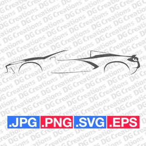 Chevrolet C8 Corvette Sportscar Car SVG Clip Art Graphic Art Instant Download Illustration Vector svg eps png jpg Stencil Automotive File